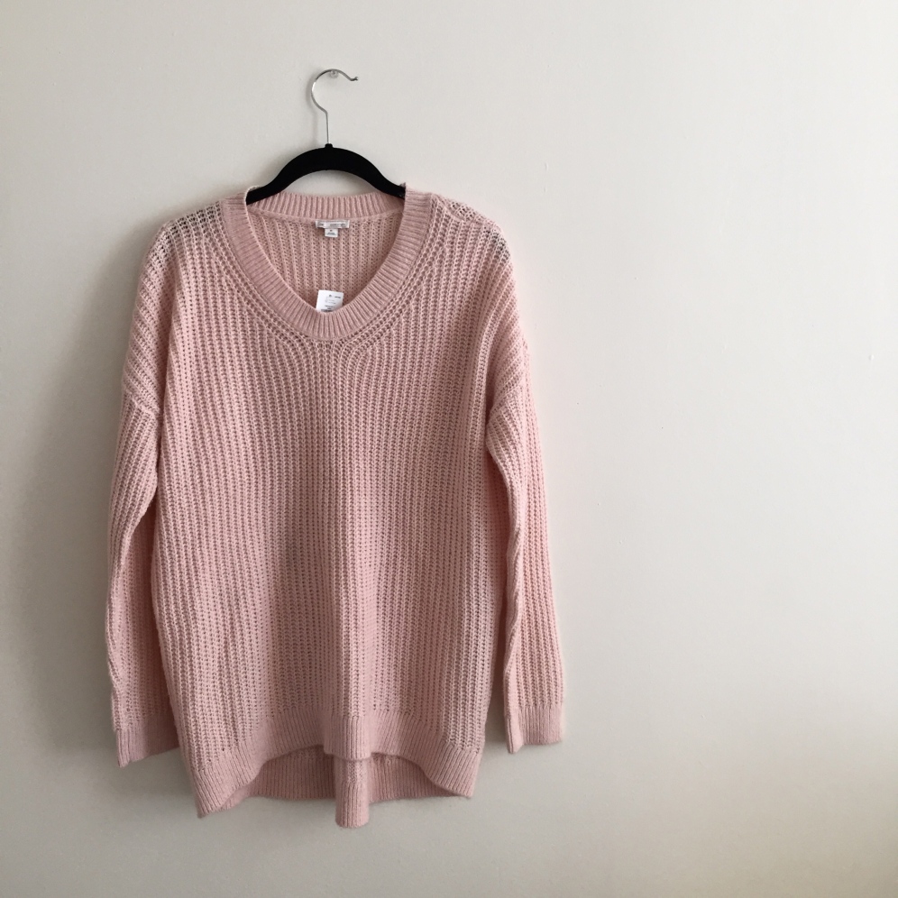 pink knit sweater, $10 (sooo soft!)