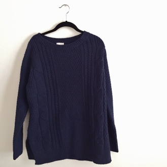 blue knit sweater, $10