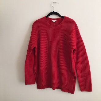 red knit sweater, $10